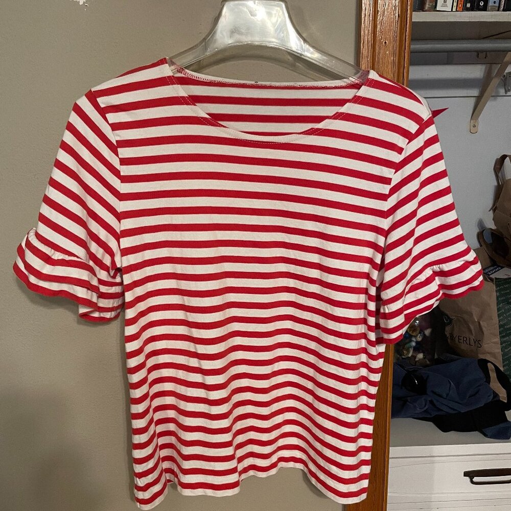 Striped, ruffled sleeve top - BOGO deal